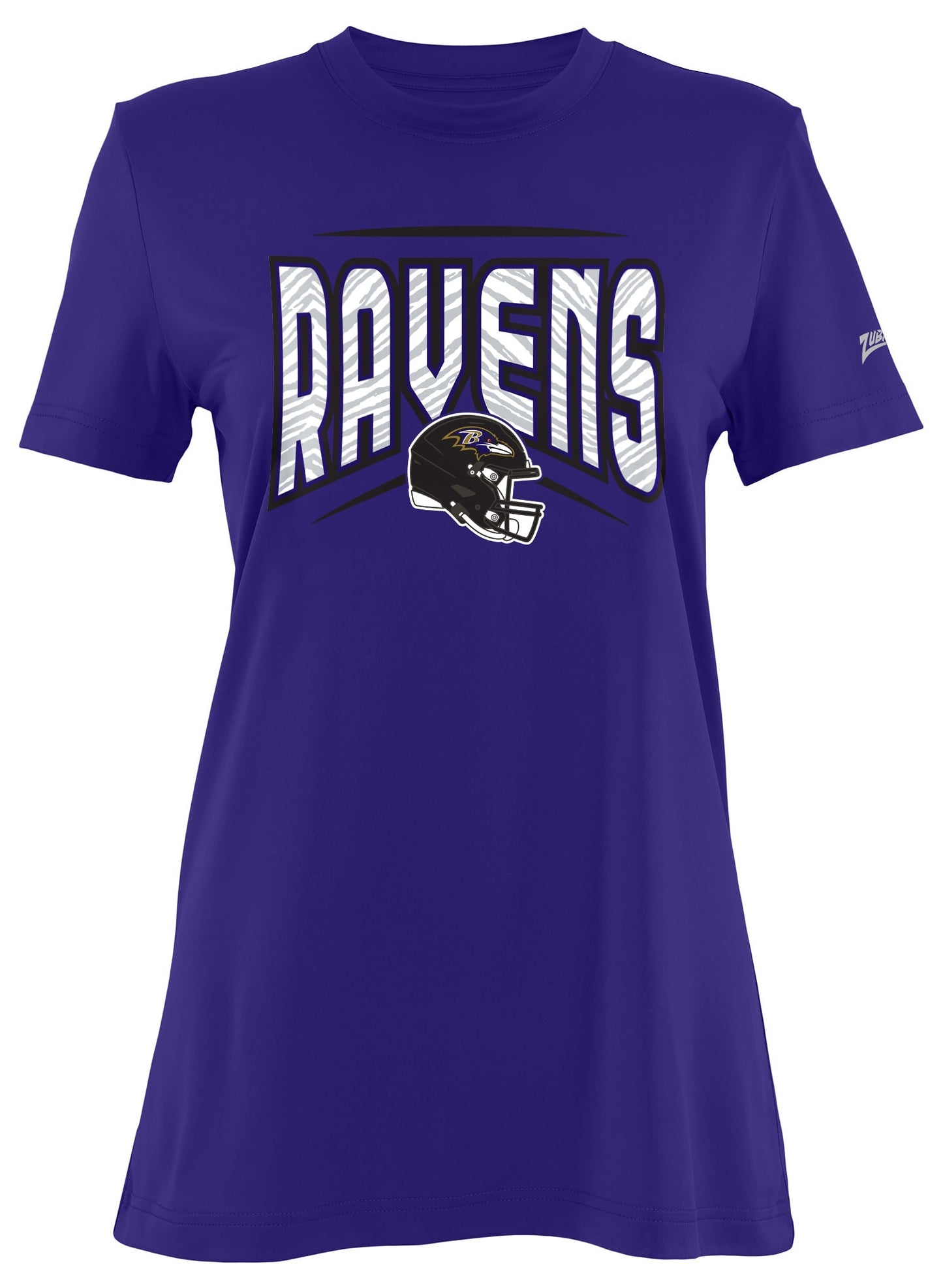 Zubaz NFL Women's Quarterback Team Color Short Sleeve T-Shirt, Baltimore Ravens