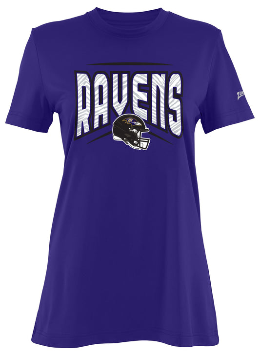 Zubaz NFL Women's Quarterback Team Color Short Sleeve T-Shirt, Baltimore Ravens