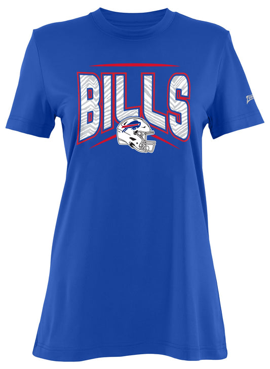 Zubaz NFL Women's Quarterback Team Color Short Sleeve T-Shirt, Buffalo Bills