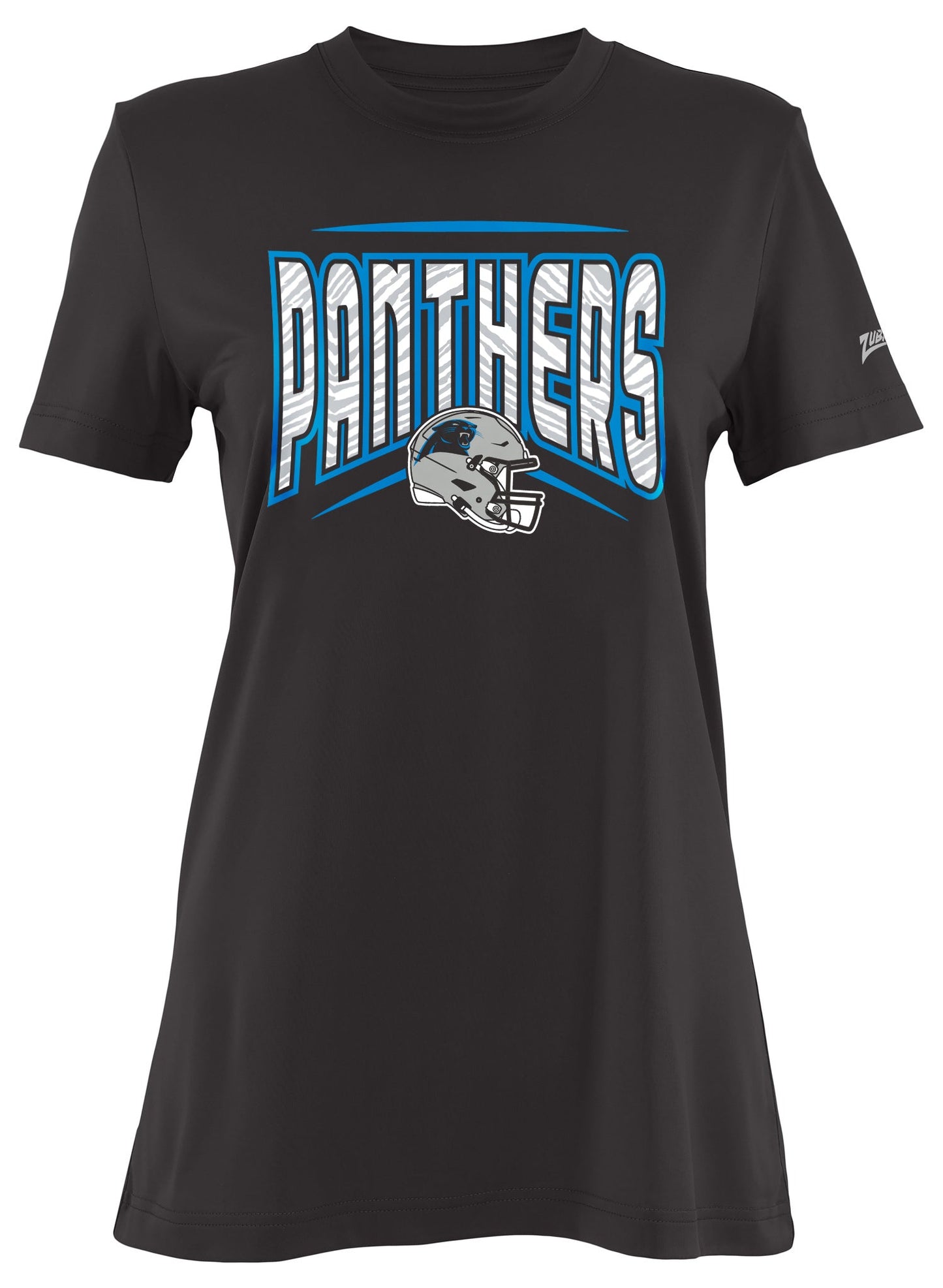 Zubaz NFL Women's Quarterback Team Color Short Sleeve T-Shirt, Carolina Panthers