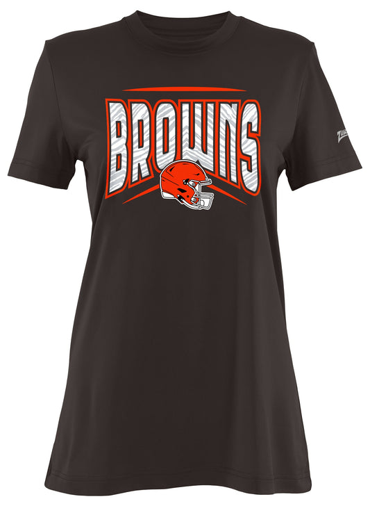 Zubaz NFL Women's Quarterback Team Color Short Sleeve T-Shirt, Cleveland Browns