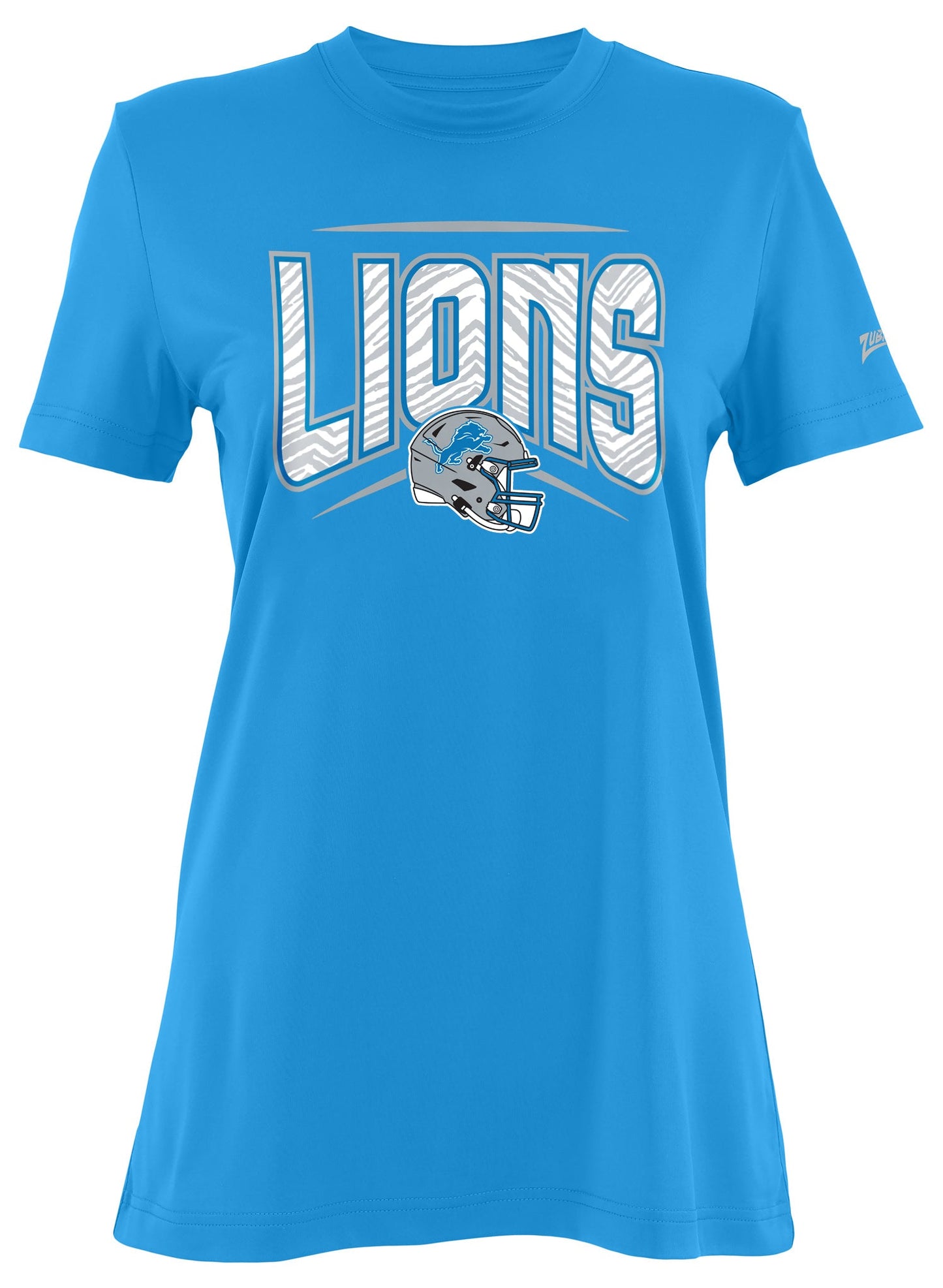 Zubaz NFL Women's Quarterback Team Color Short Sleeve T-Shirt, Detroit Lions