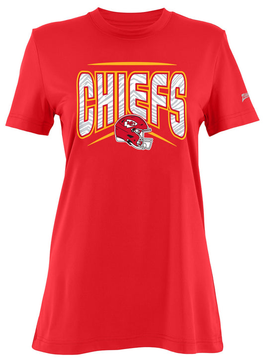 Zubaz NFL Women's Quarterback Team Color Short Sleeve T-Shirt, Kansas City Chiefs