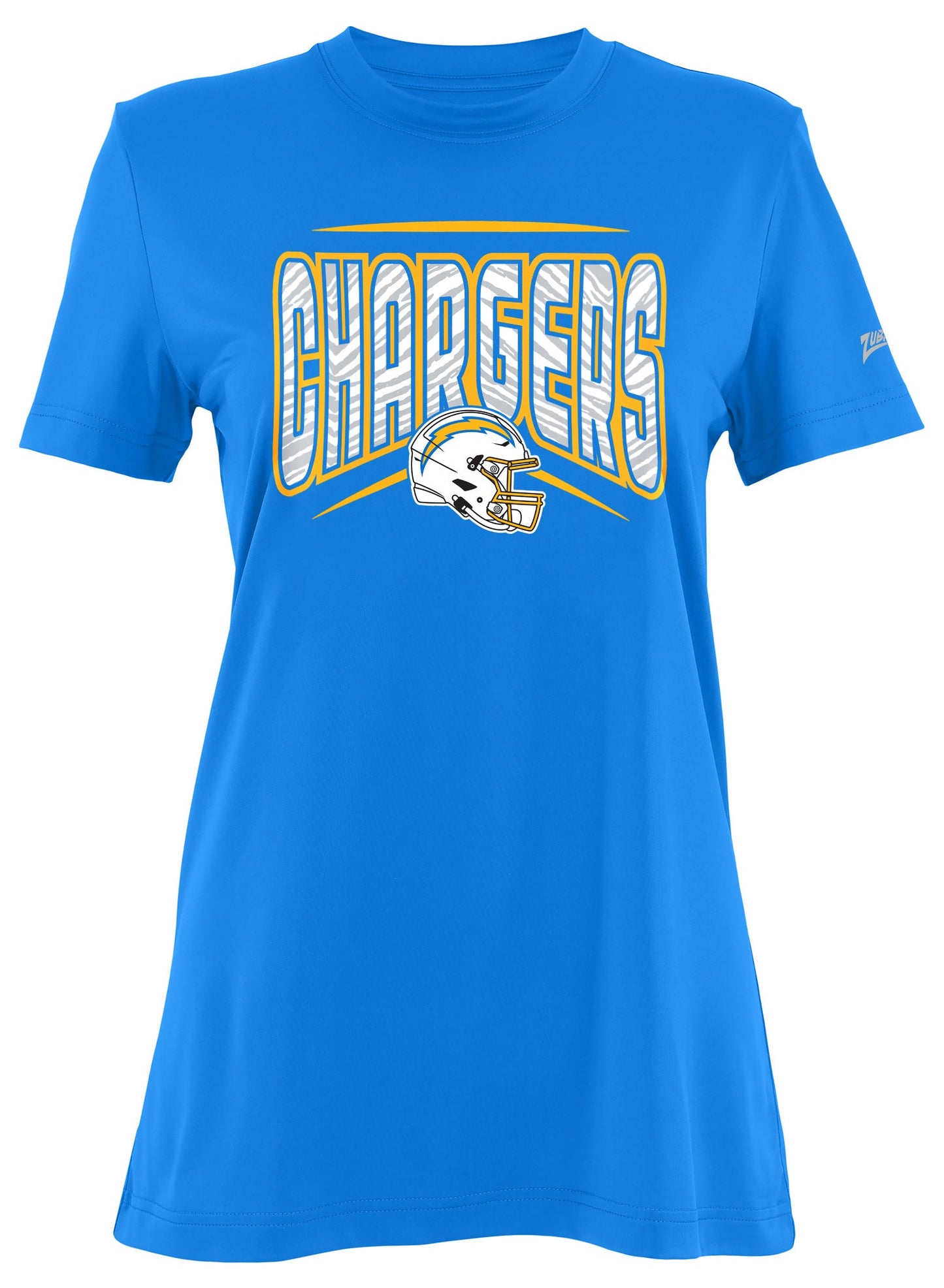 Zubaz NFL Women's Quarterback Team Color Short Sleeve T-Shirt, Los Angeles Chargers
