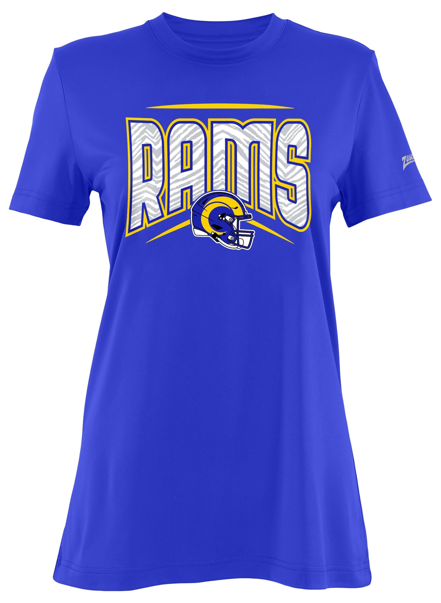 Zubaz NFL Women's Quarterback Team Color Short Sleeve T-Shirt, Los Angeles Rams