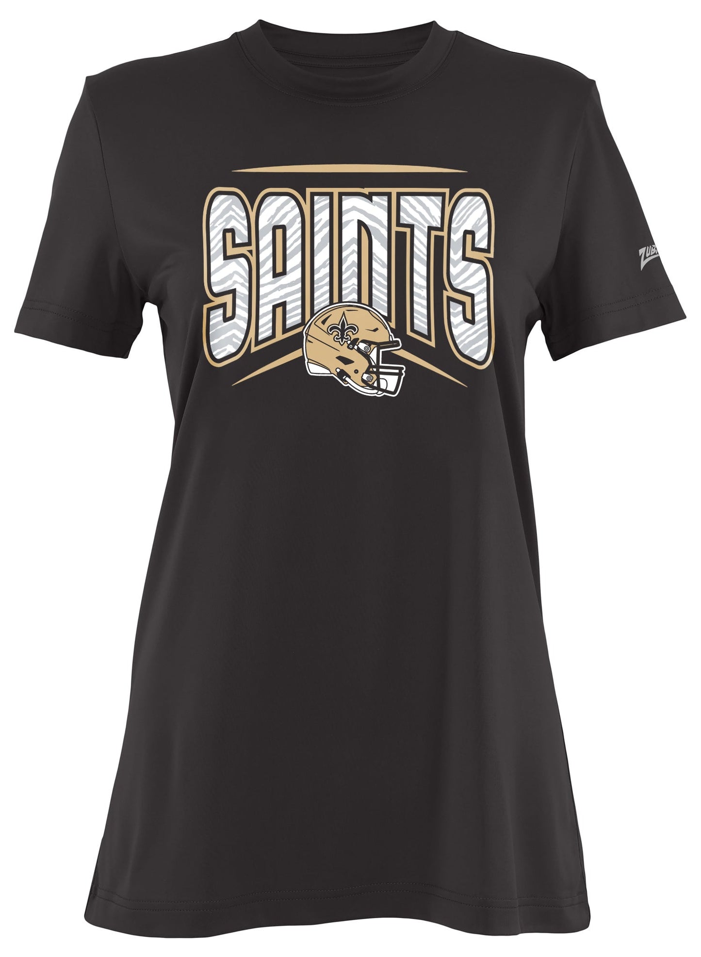 Zubaz NFL Women's Quarterback Team Color Short Sleeve T-Shirt, New Orleans Saints