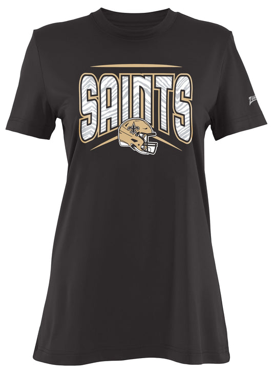 Zubaz NFL Women's Quarterback Team Color Short Sleeve T-Shirt, New Orleans Saints
