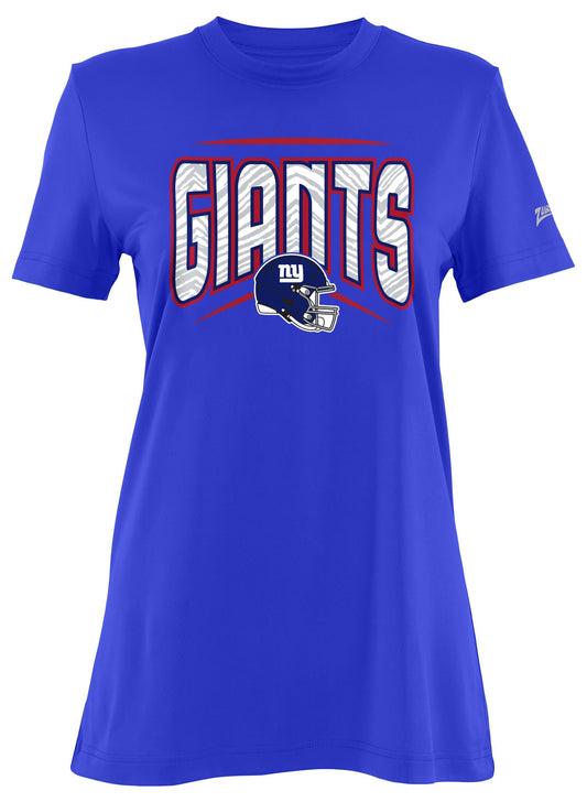 Zubaz NFL Women's Quarterback Team Color Short Sleeve T-Shirt, New York Giants
