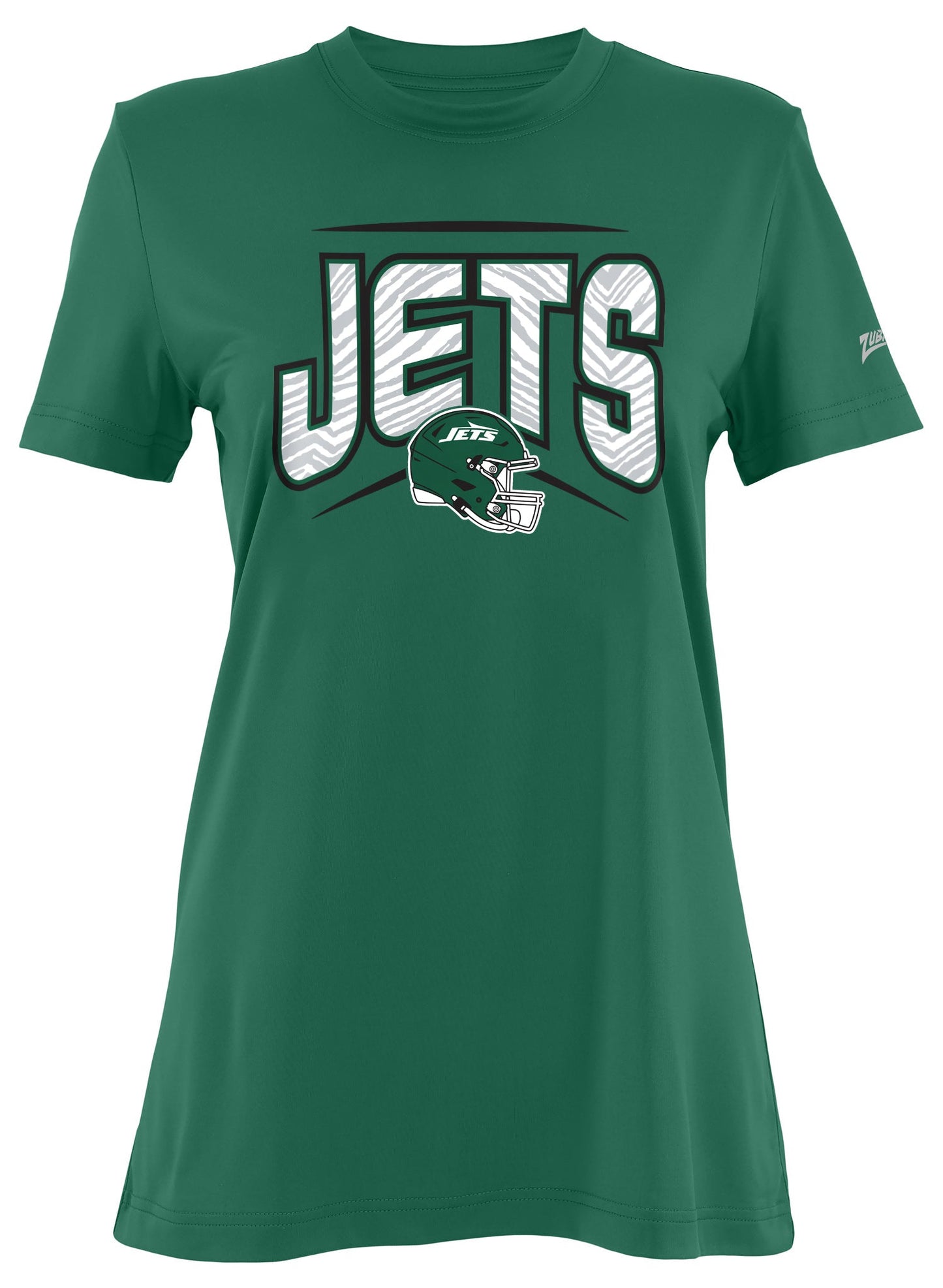 Zubaz NFL Women's Quarterback Team Color Short Sleeve T-Shirt, New York Jets