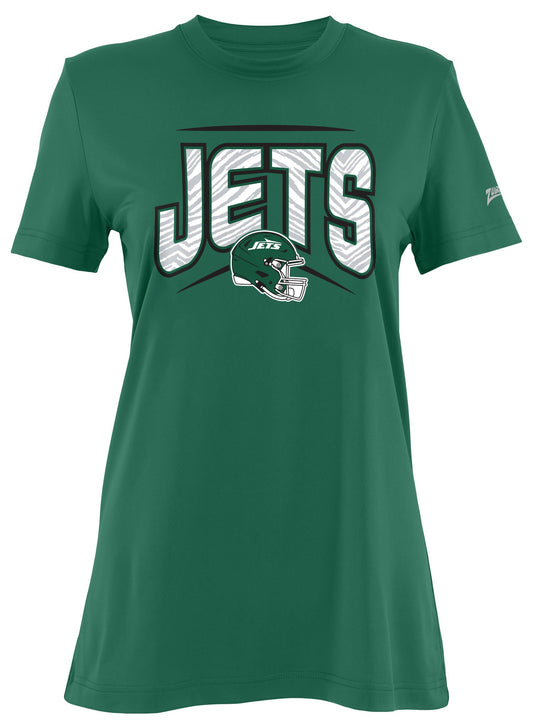 Zubaz NFL Women's Quarterback Team Color Short Sleeve T-Shirt, New York Jets