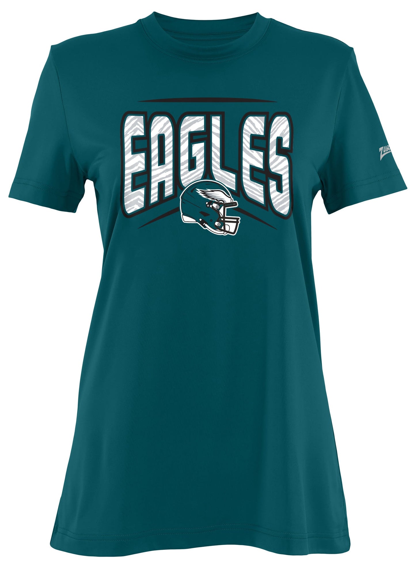 Zubaz NFL Women's Quarterback Team Color Short Sleeve T-Shirt, Philadelphia Eagles