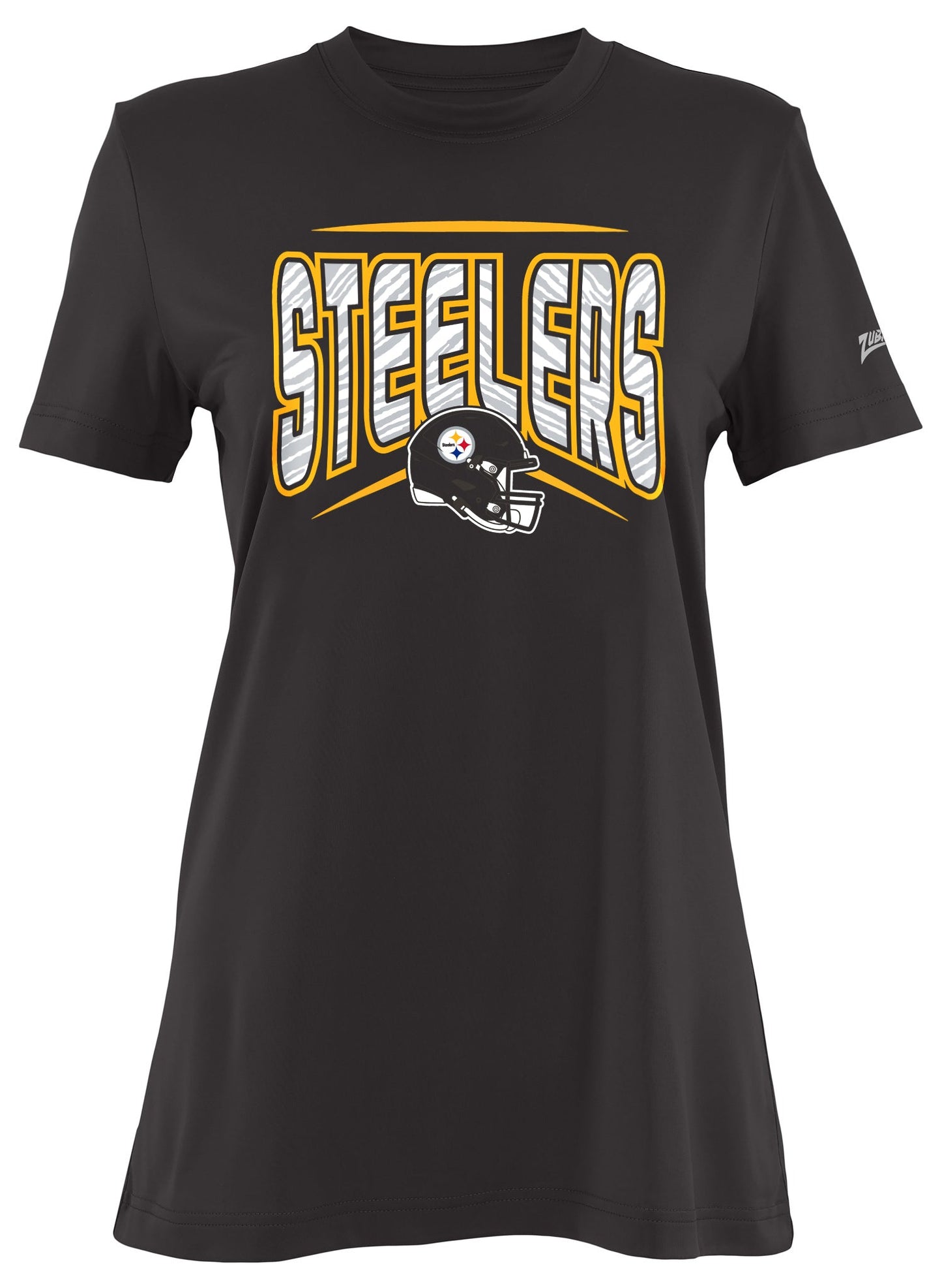Zubaz NFL Women's Quarterback Team Color Short Sleeve T-Shirt, Pittsburgh Steelers