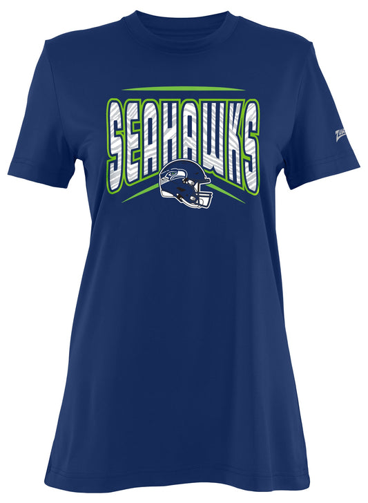 Zubaz NFL Women's Quarterback Team Color Short Sleeve T-Shirt, Seattle Seahawks