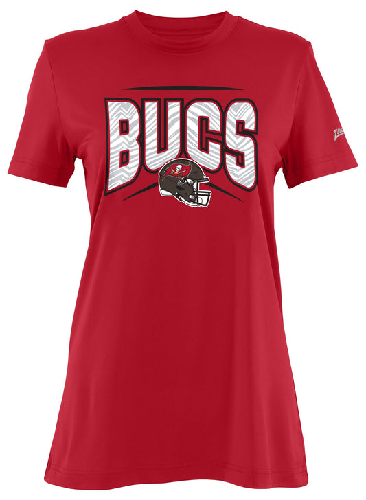 Zubaz NFL Women's Quarterback Team Color Short Sleeve T-Shirt, Tampa Bay Buccaneers