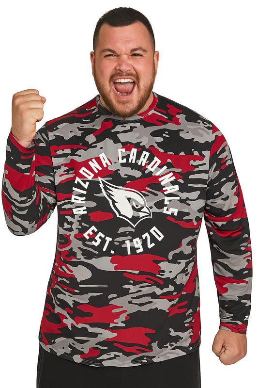 Zubaz NFL Men's Camo Alternate Color with White Circle Logo Long Sleeve T-Shirt, Arizona Cardinals