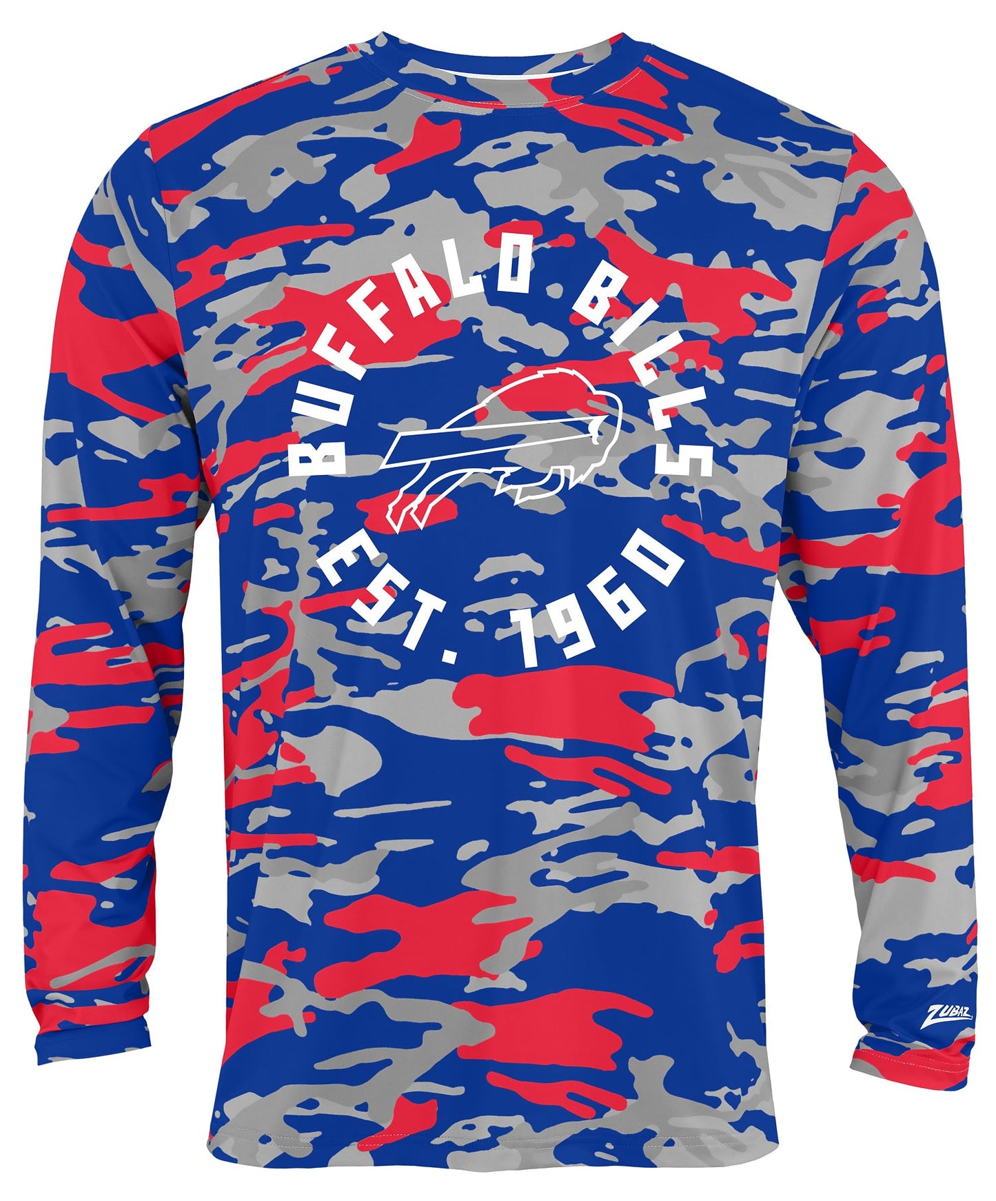 Zubaz NFL Men's Camo Alternate Color with White Circle Logo Long Sleeve T-Shirt, Buffalo Bills