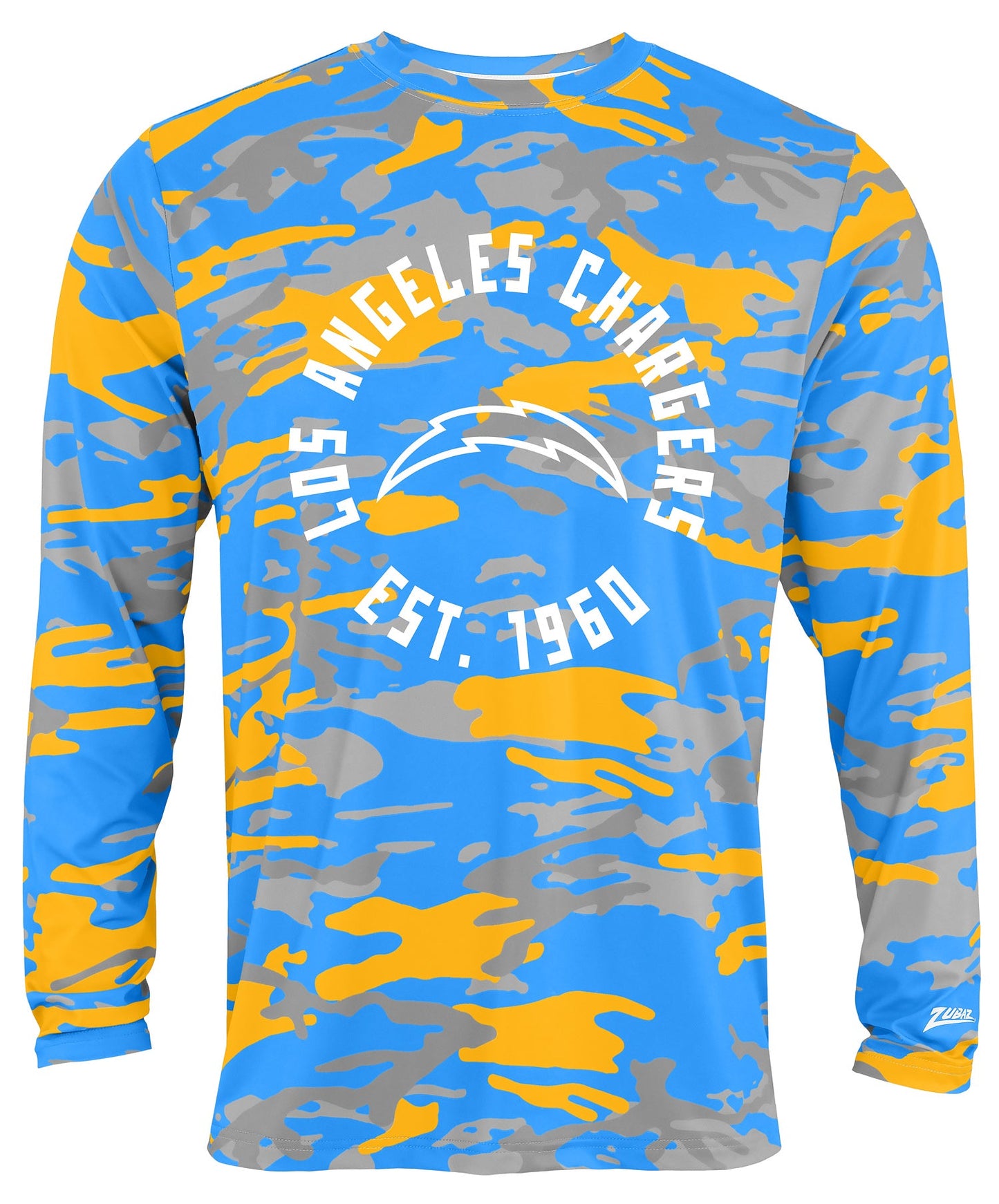 Zubaz NFL Men's Camo Alternate Color with White Circle Logo Long Sleeve T-Shirt, Los Angeles Chargers