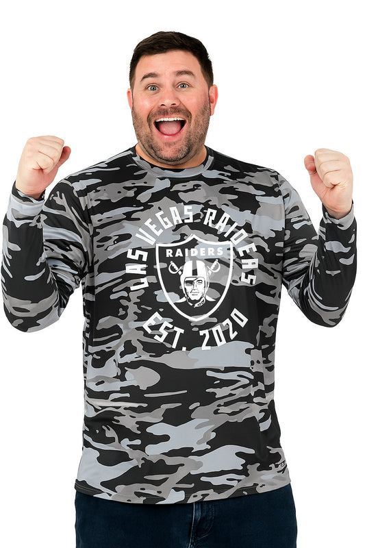 Zubaz NFL Men's Camo Alternate Color with White Circle Logo Long Sleeve T-Shirt, Las Vegas Raiders