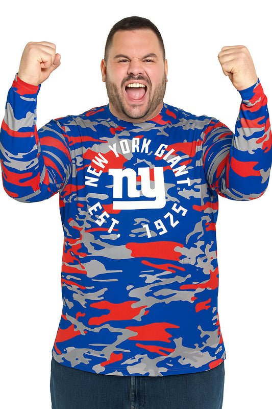 Zubaz NFL Men's Camo Alternate Color with White Circle Logo Long Sleeve T-Shirt, New York Giants
