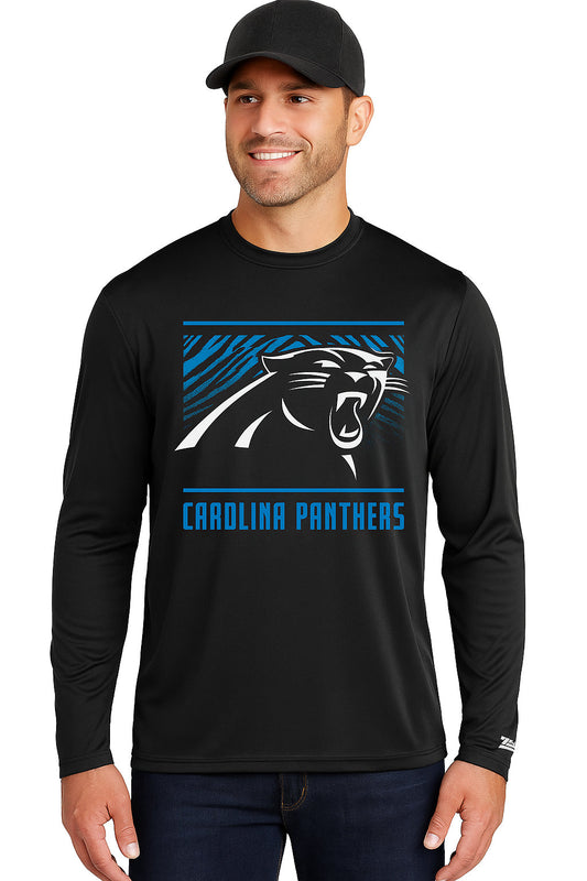 Zubaz NFL Men's Team Color Tunnel Long Sleeve T-Shirt, Carolina Panthers