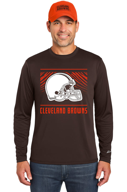 Zubaz NFL Men's Team Color Tunnel Long Sleeve T-Shirt, Cleveland Browns