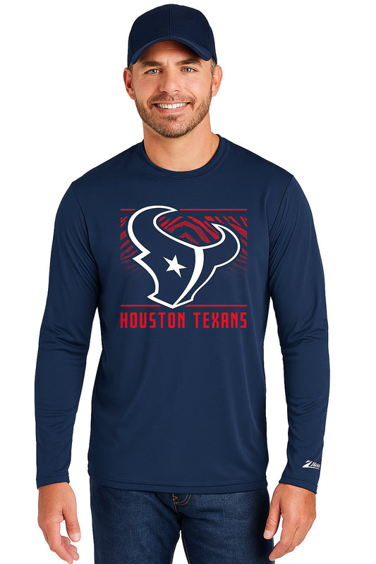 Zubaz NFL Men's Team Color Tunnel Long Sleeve T-Shirt, Houston Texans