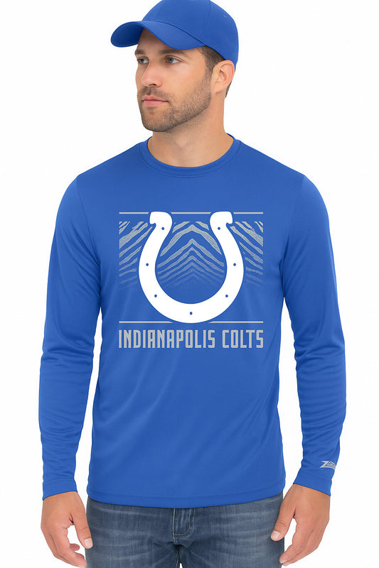 Zubaz NFL Men's Team Color Tunnel Long Sleeve T-Shirt, Indianapolis Colts