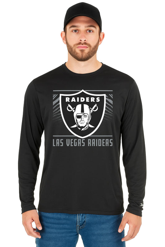 Zubaz NFL Men's Team Color Tunnel Long Sleeve T-Shirt, Las Vegas Raiders