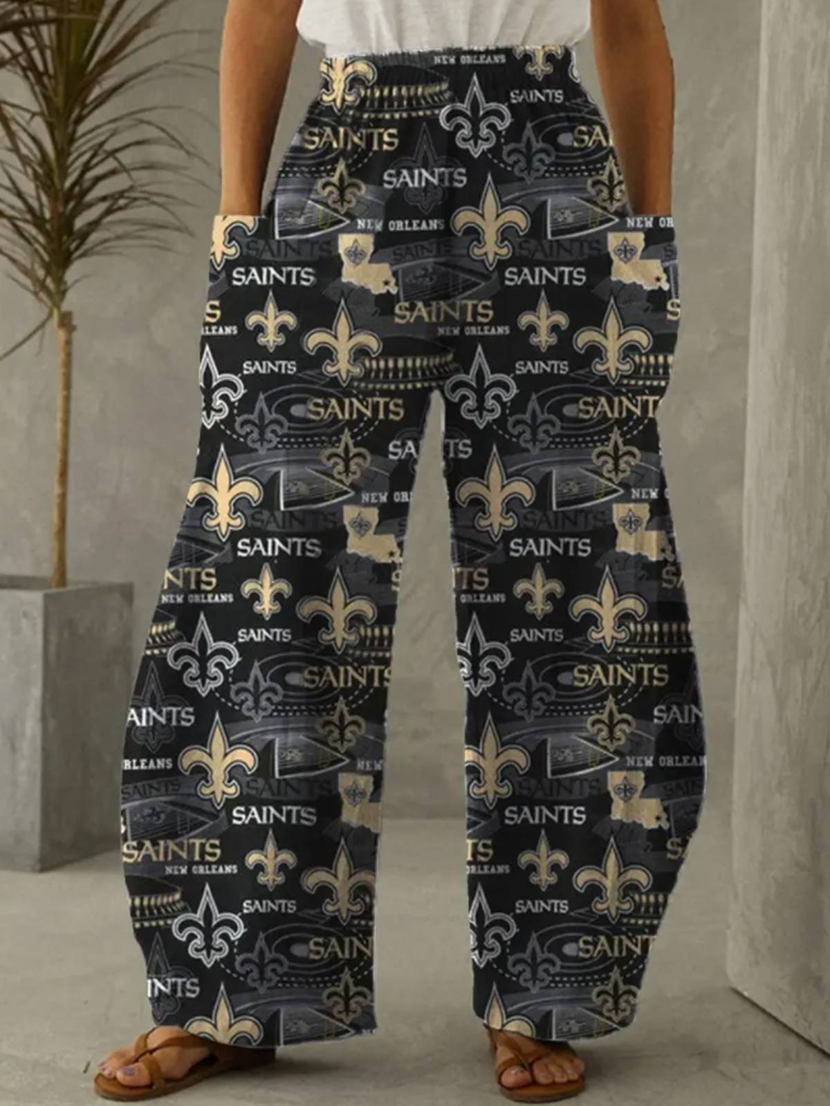 New Fashion Printed Pocket Casual Pants