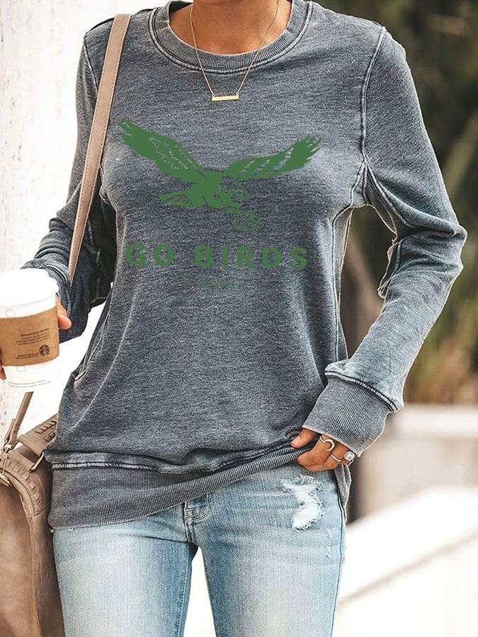 Women's Go Birds Philadelphia Football Print Casual Sweatshirt