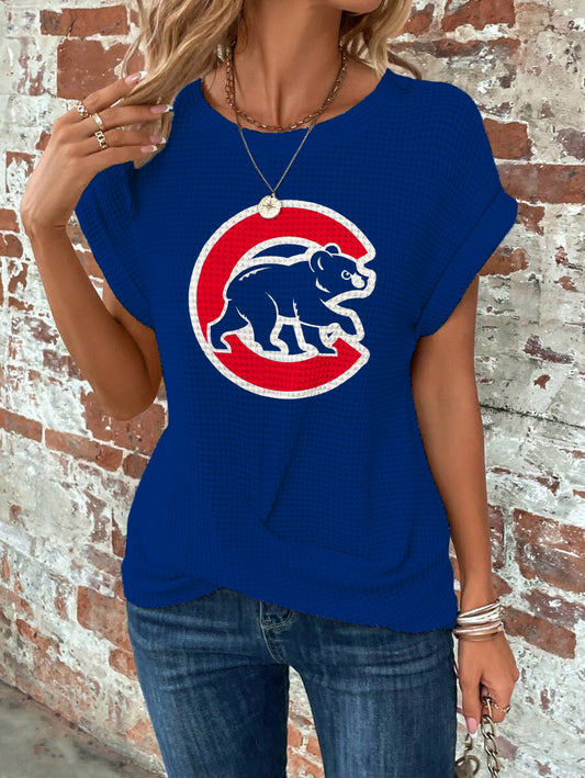 Chicago Cubs Batwing Sleeve Cross Wrap Tee