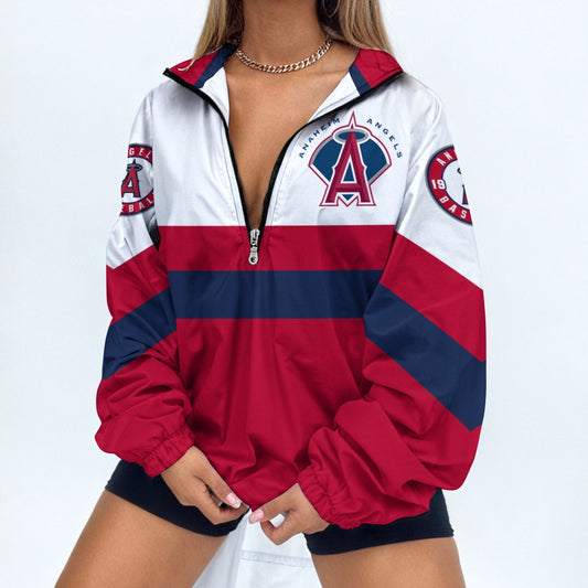 Women's Baseball Print V Neck Zipper Sweatshirt Jacket