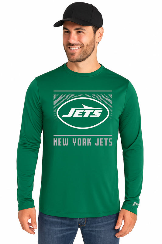 Zubaz NFL Men's Team Color Tunnel Long Sleeve T-Shirt, New York Jets