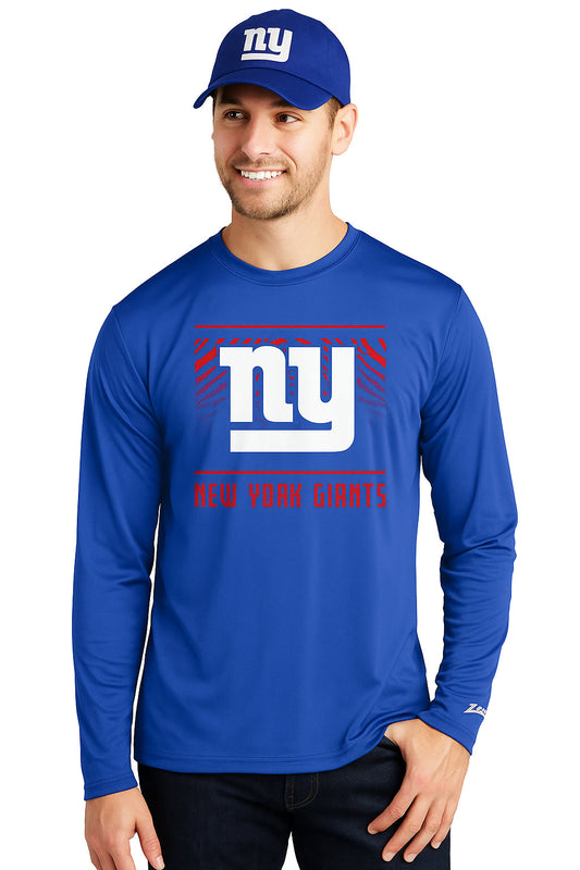 Zubaz NFL Men's Team Color Tunnel Long Sleeve T-Shirt, New York Giants