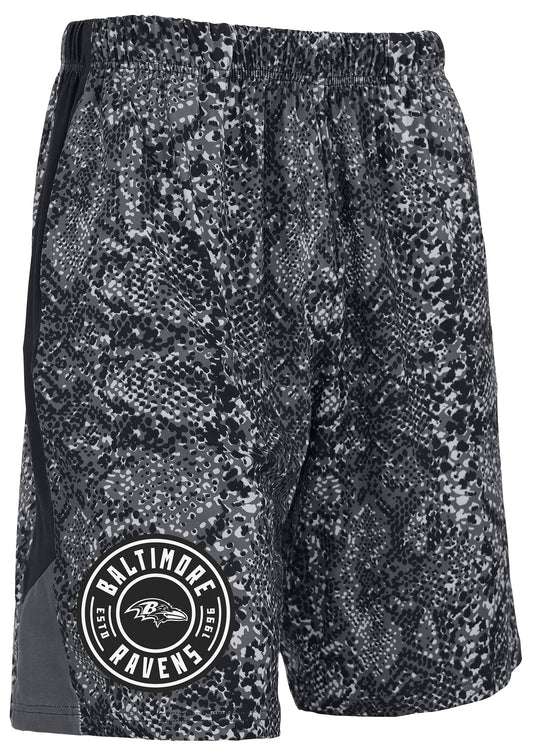 Zubaz NFL Men's 9in Tonal Post Football Shorts, Baltimore Ravens