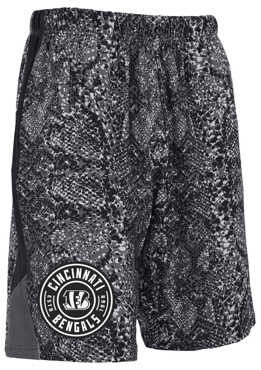 Zubaz NFL Men's 9in Tonal Post Football Shorts, Cincinnati Bengals