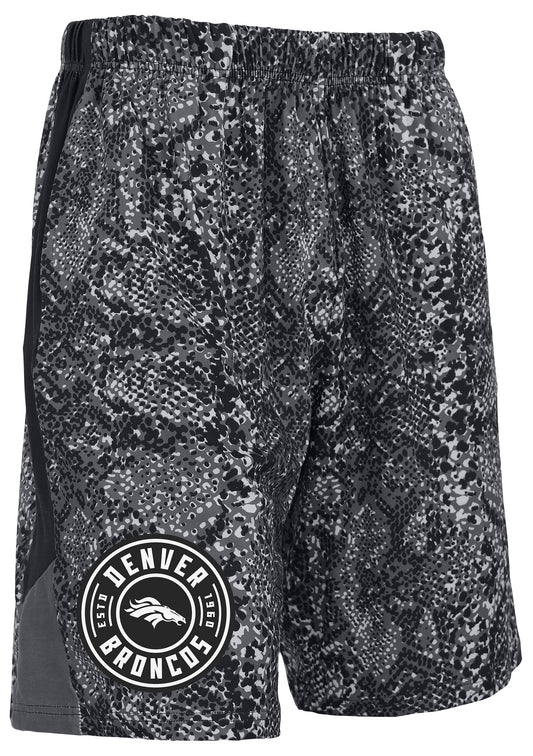 Zubaz NFL Men's 9in Tonal Post Football Shorts, Denver Broncos