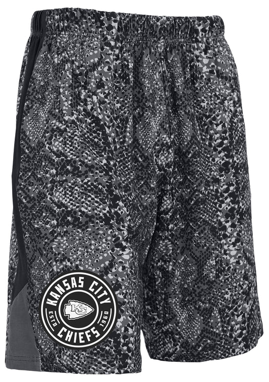 Zubaz NFL Men's 9in Tonal Post Football Shorts, Kansas City Chiefs