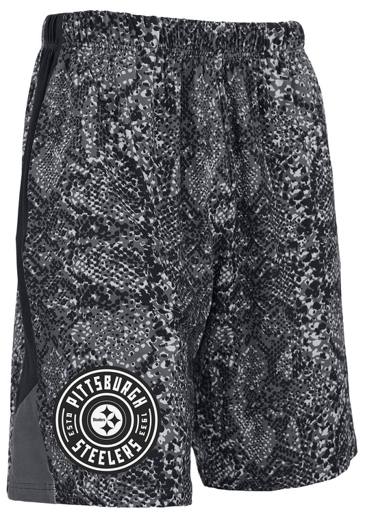 Zubaz NFL Men's 9in Tonal Post Football Shorts, Pittsburgh Steelers