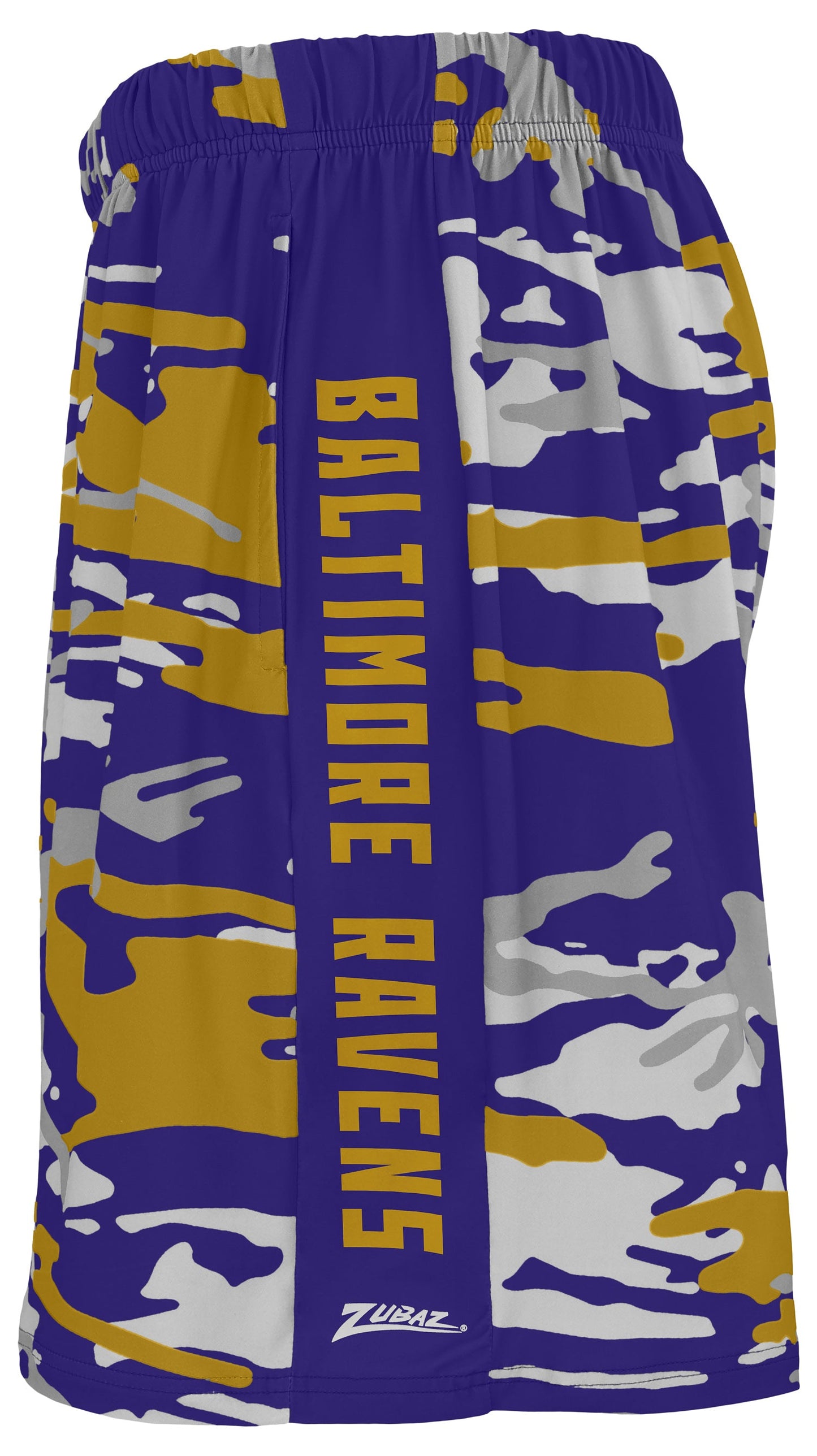 Zubaz NFL Men's 7in Alternate Camo Established Block Text Shorts, Baltimore Ravens
