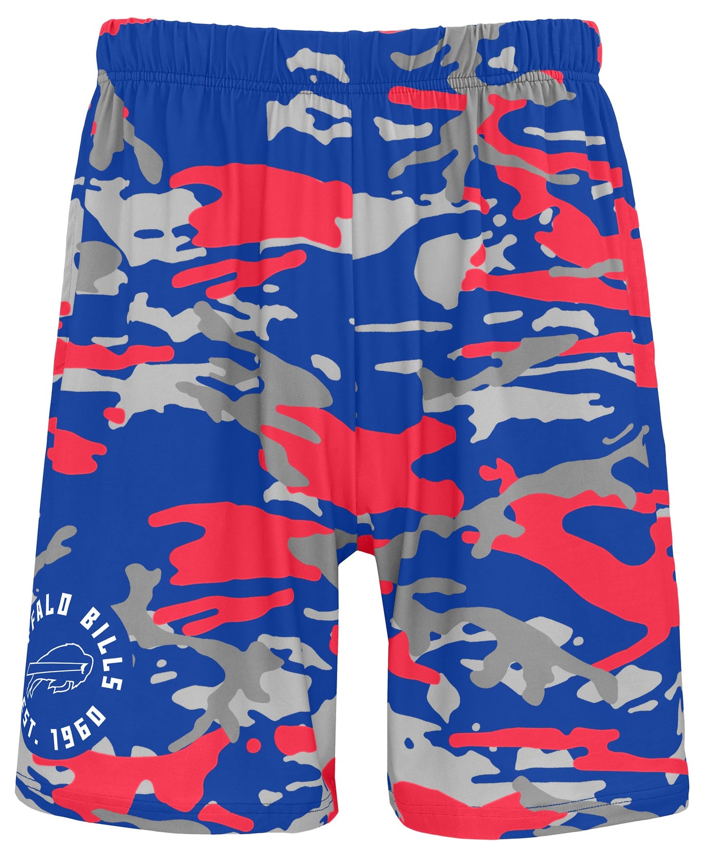Zubaz NFL Men's 7in Alternate Camo Established Block Text Shorts, Buffalo Bills