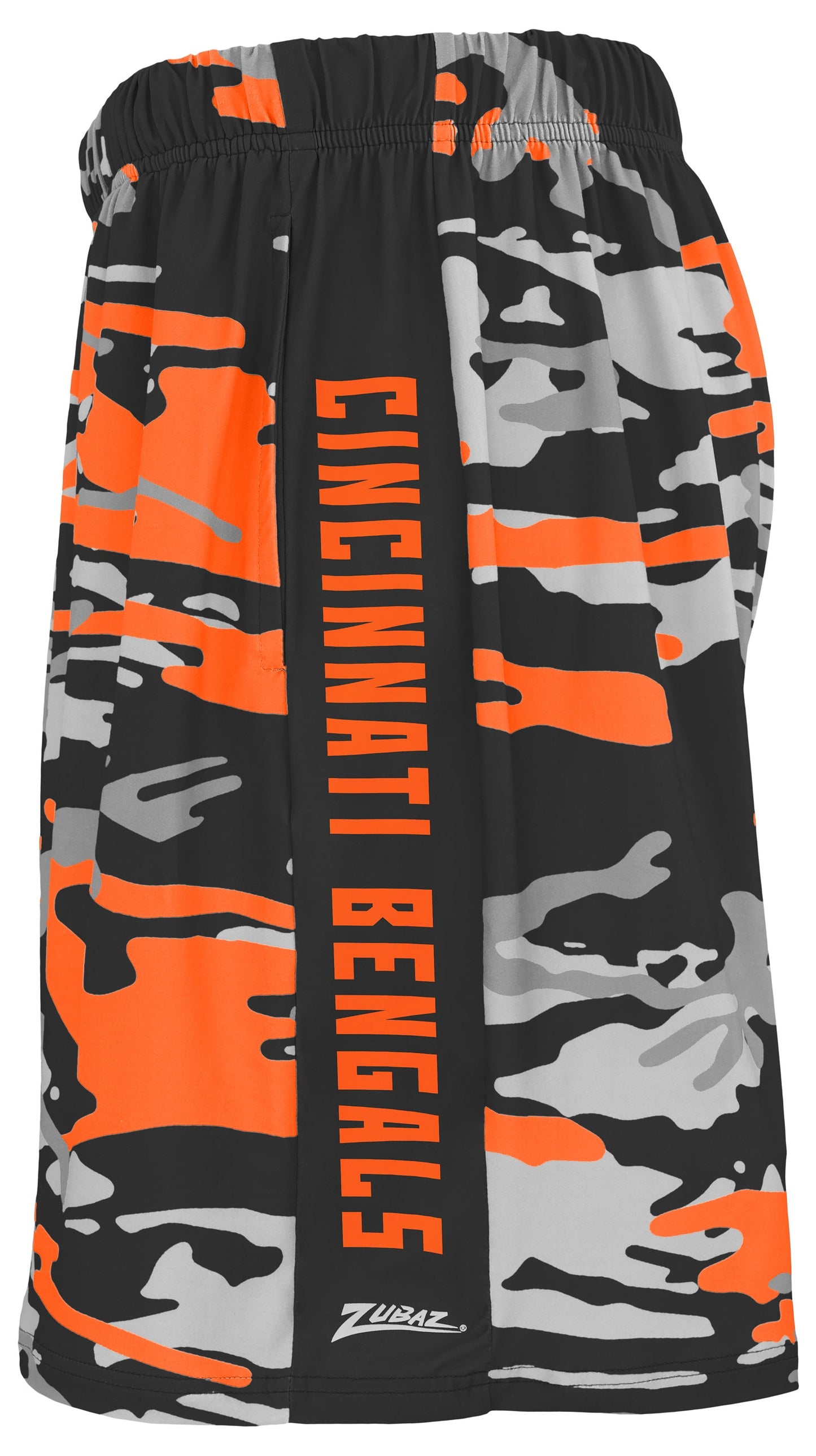 Zubaz NFL Men's 7in Alternate Camo Established Block Text Shorts, Cincinnati Bengals