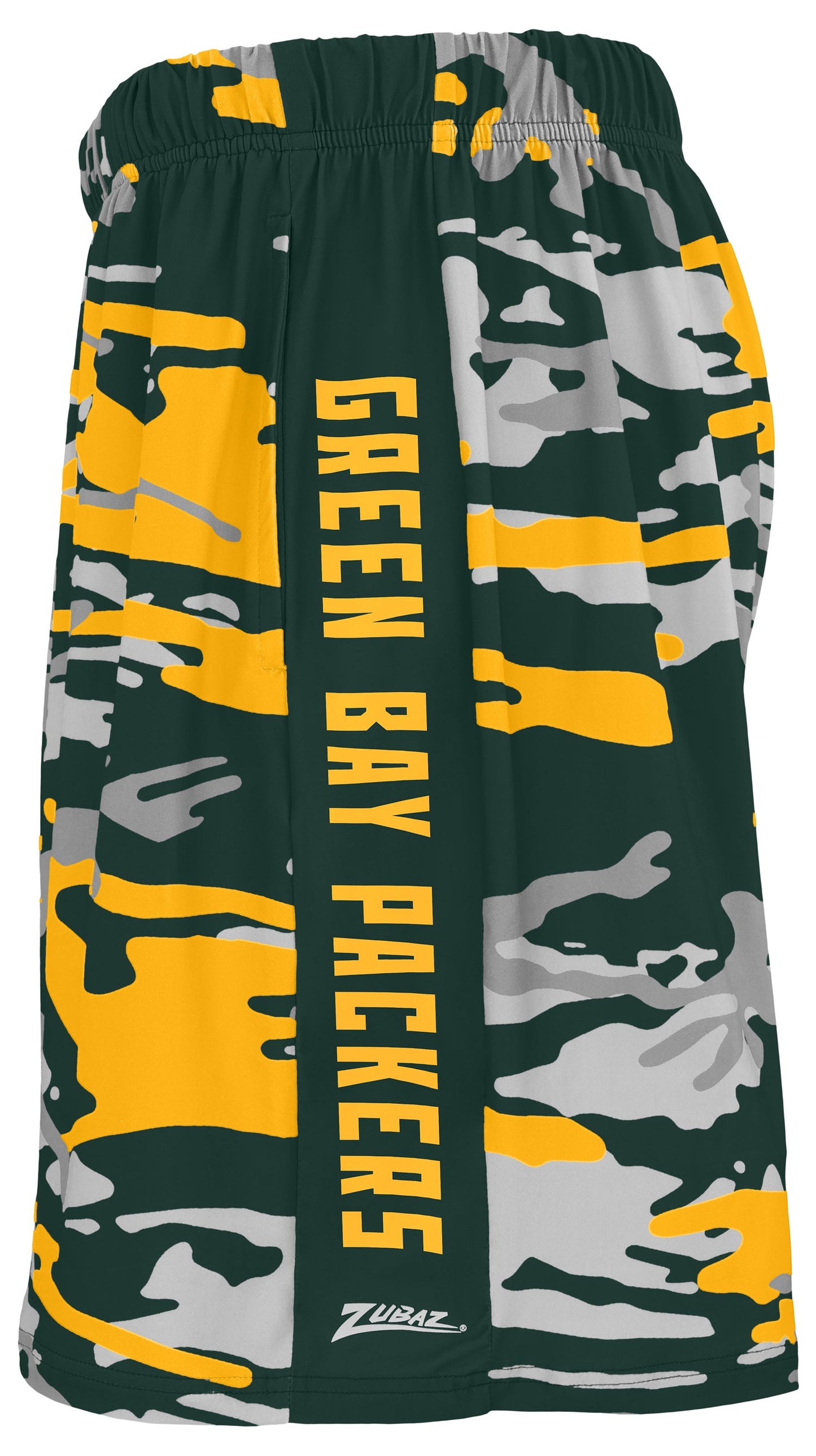 Zubaz NFL Men's 7in Alternate Camo Established Block Text Shorts, Green Bay Packers