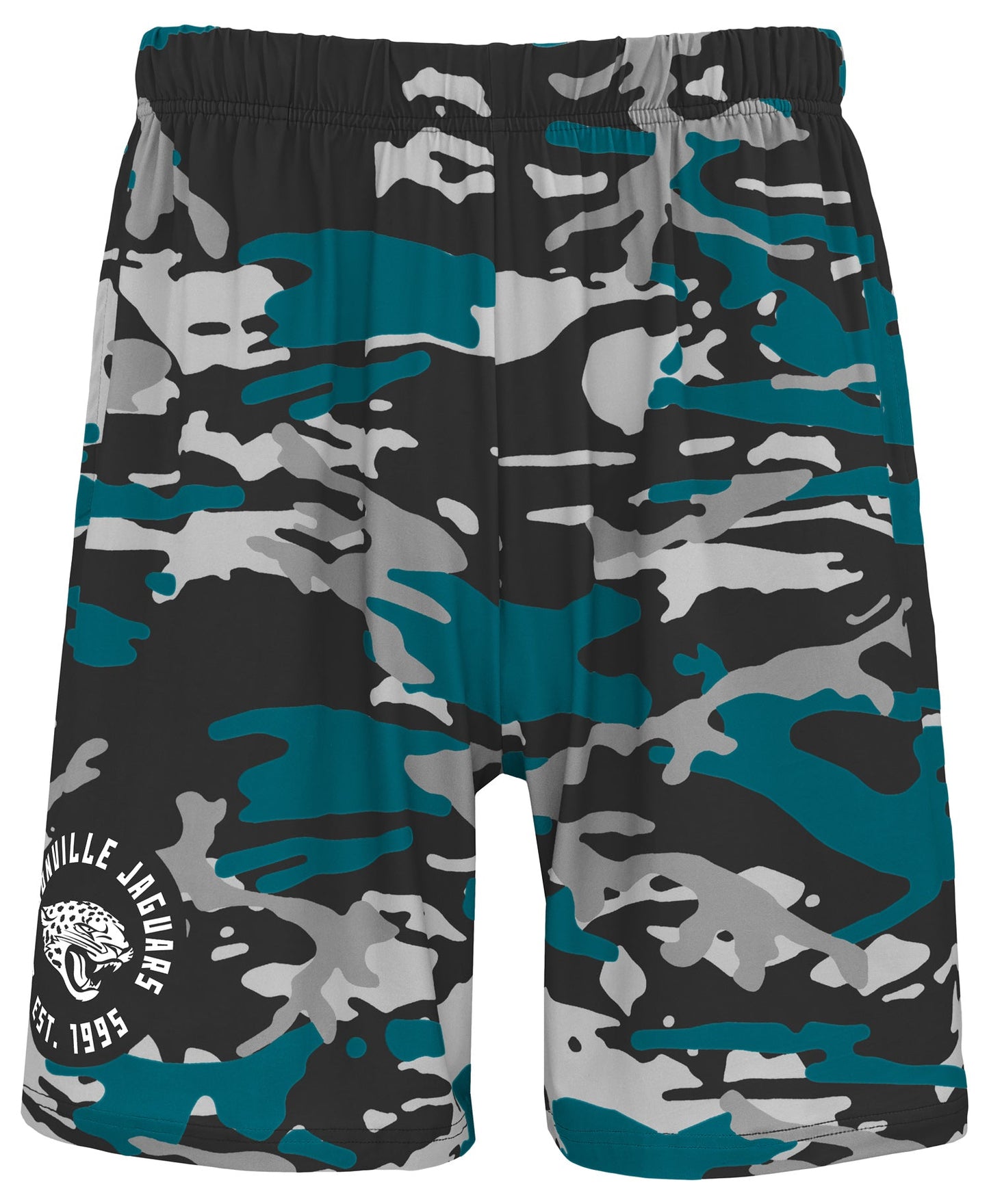 Zubaz NFL Men's 7in Alternate Camo Established Block Text Shorts, Jacksonville Jaguars