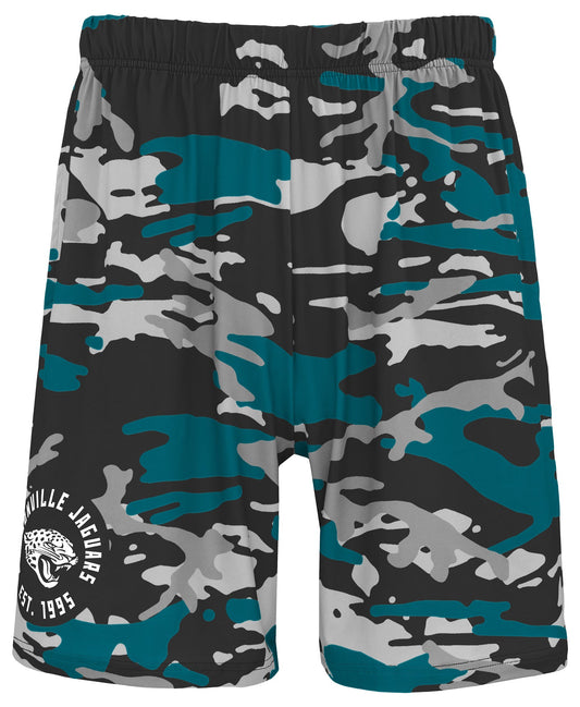 Zubaz NFL Men's 7in Alternate Camo Established Block Text Shorts, Jacksonville Jaguars
