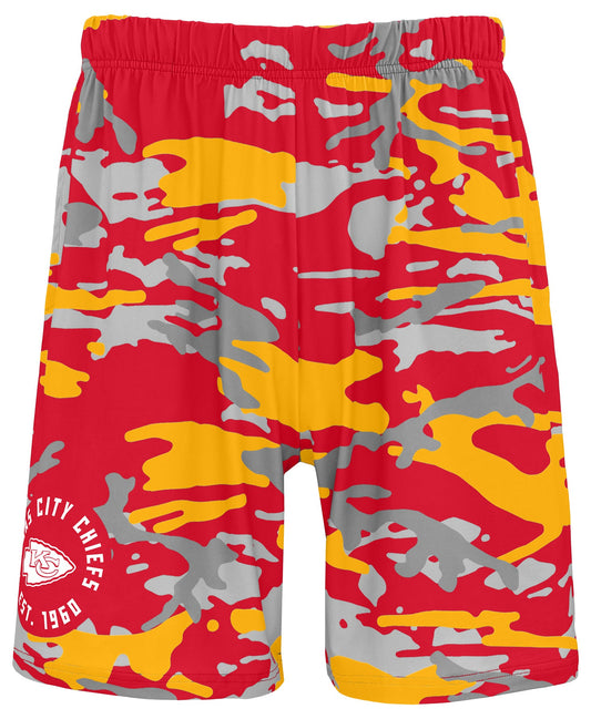 Zubaz NFL Men's 7in Alternate Camo Established Block Text Shorts, Kansas City Chiefs