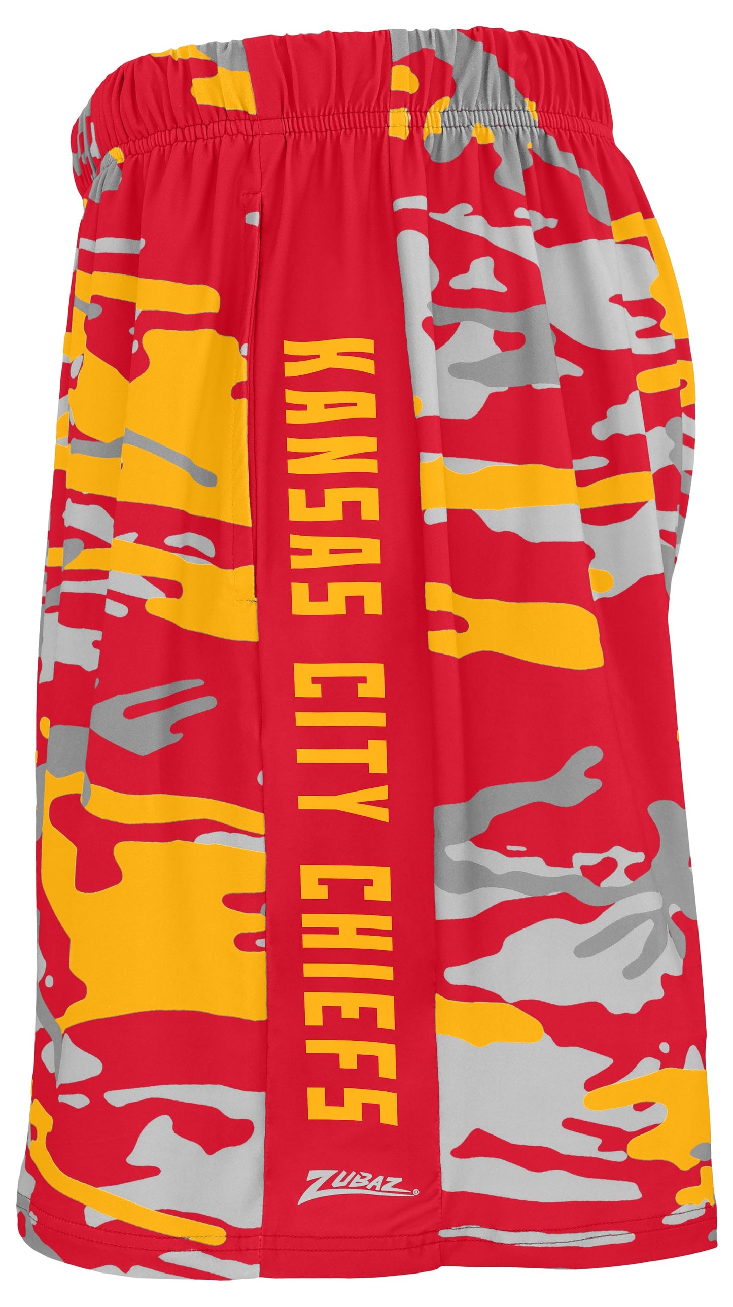 Zubaz NFL Men's 7in Alternate Camo Established Block Text Shorts, Kansas City Chiefs