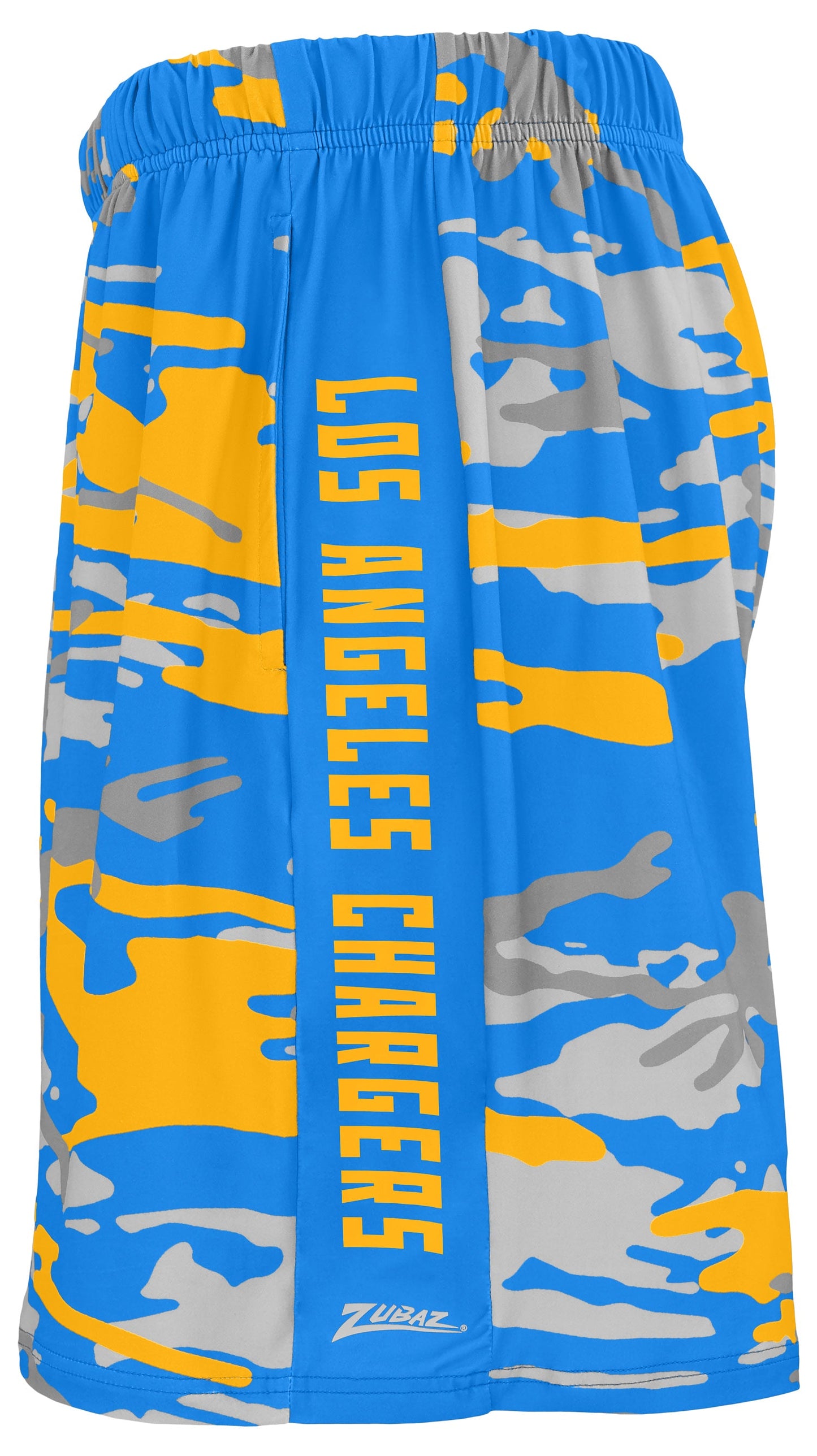 Zubaz NFL Men's 7in Alternate Camo Established Block Text Shorts, Los Angeles Chargers