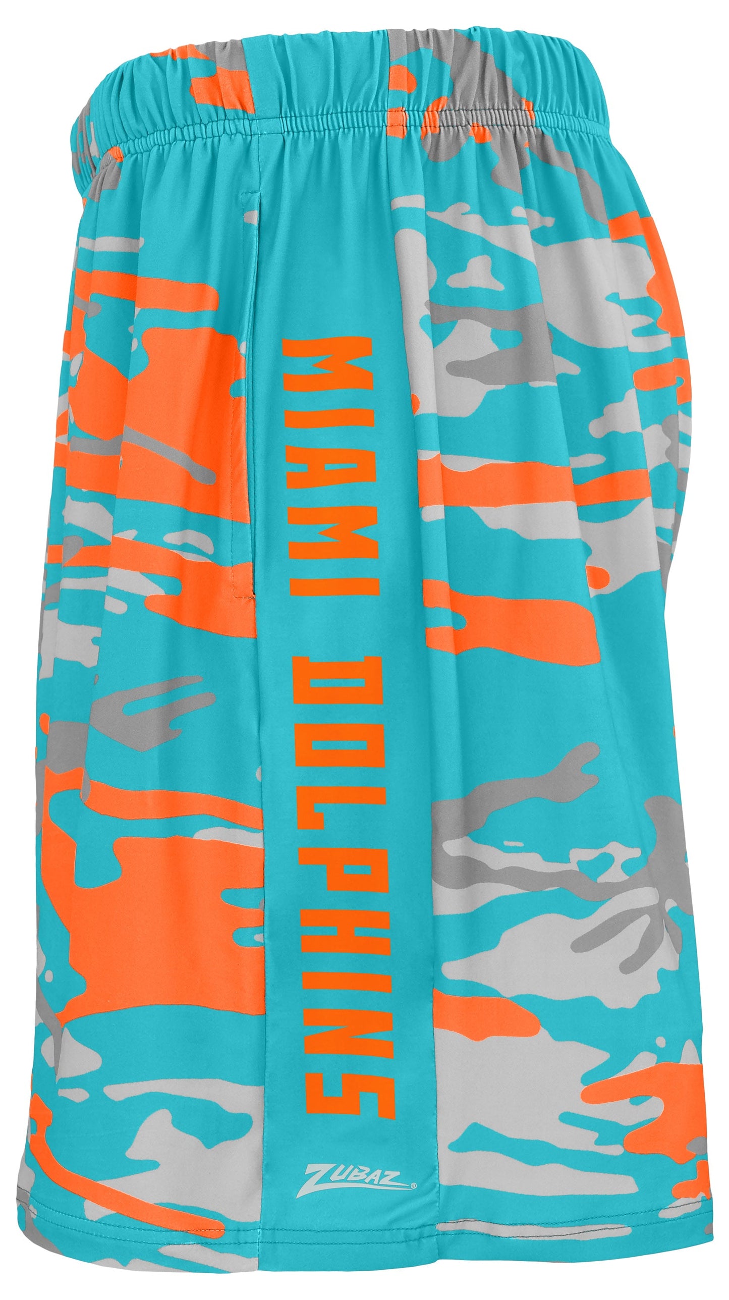 Zubaz NFL Men's 7in Alternate Camo Established Block Text Shorts, Miami Dolphins