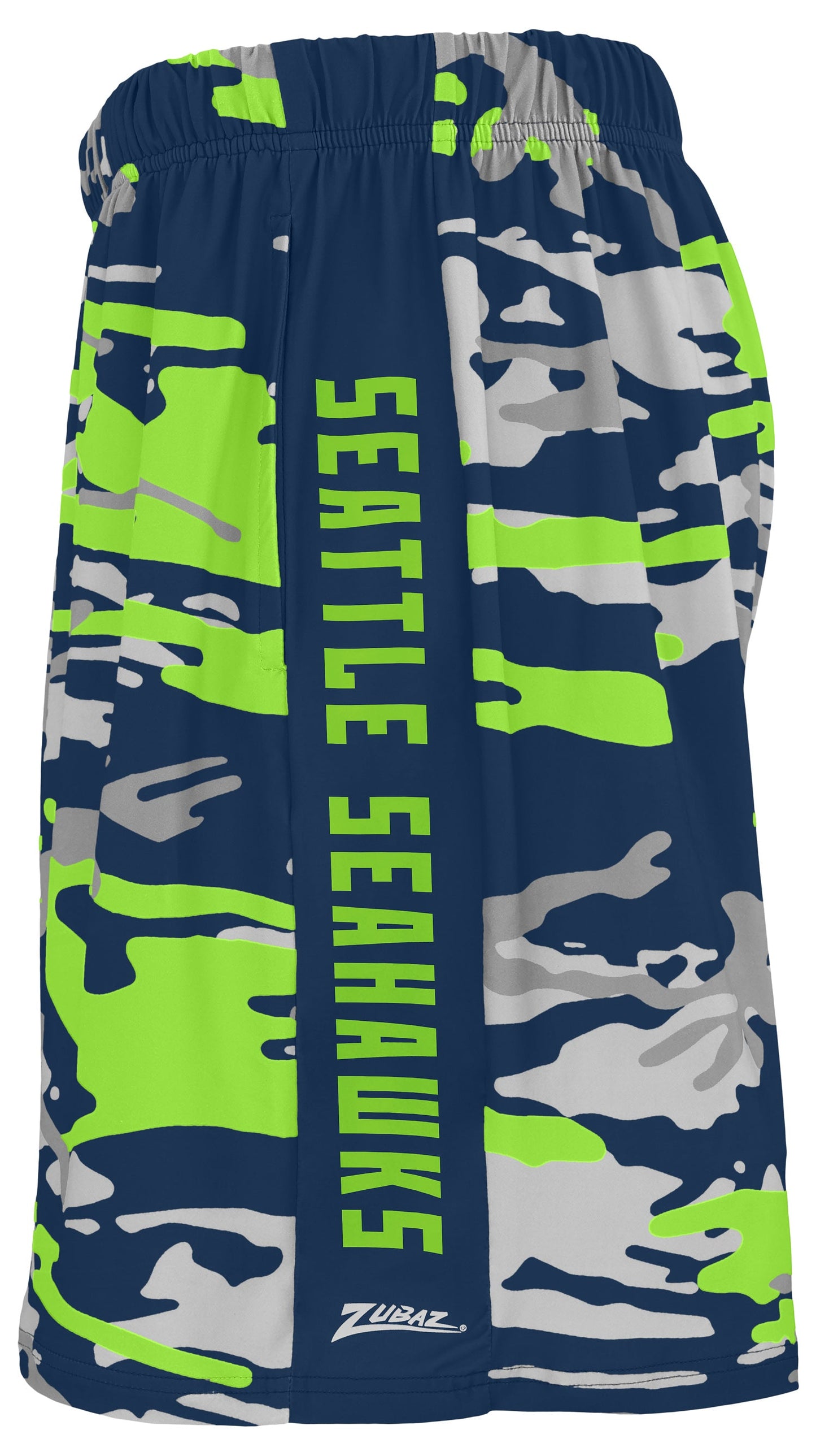 Zubaz NFL Men's 7in Alternate Camo Established Block Text Shorts, Seattle Seahawks